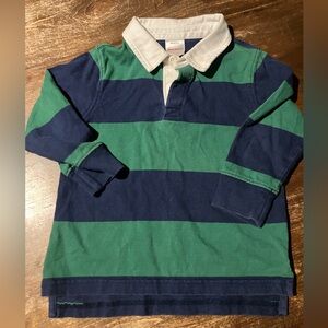 Hannah Andersson Green and Blue Striped Kids Polo Shirt